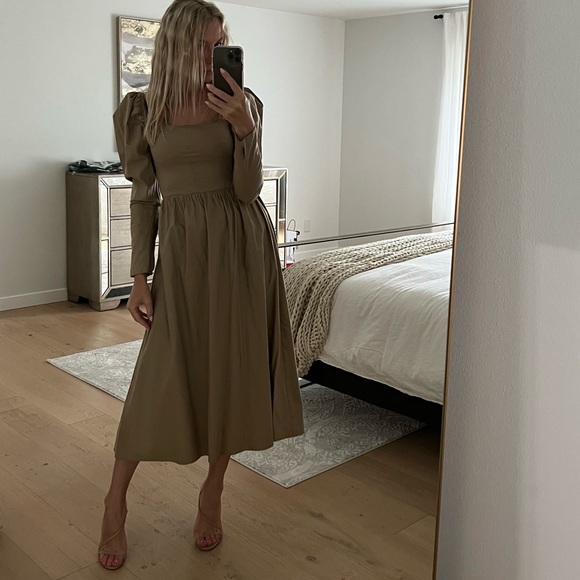 Reformation Khaki midi dress - Picture 3 of 12